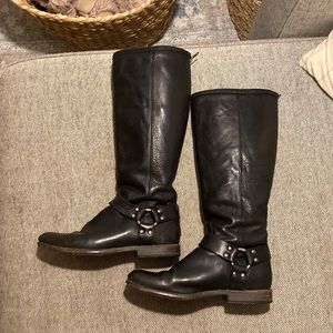 FRYE Phillip Harness Black Leather Boots